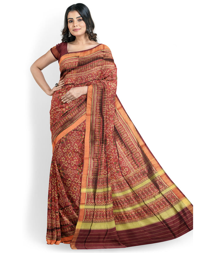Brown handwoven patola silk saree