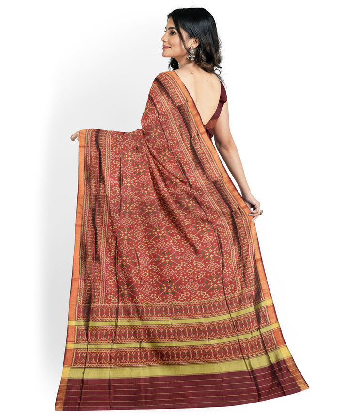 Brown handwoven patola silk saree