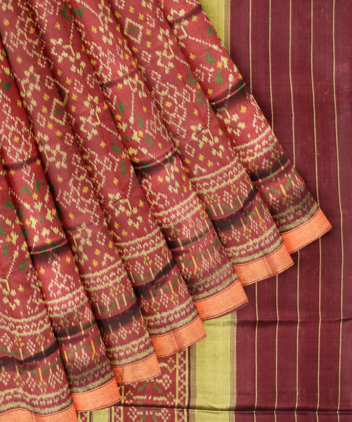 Brown handwoven patola silk saree