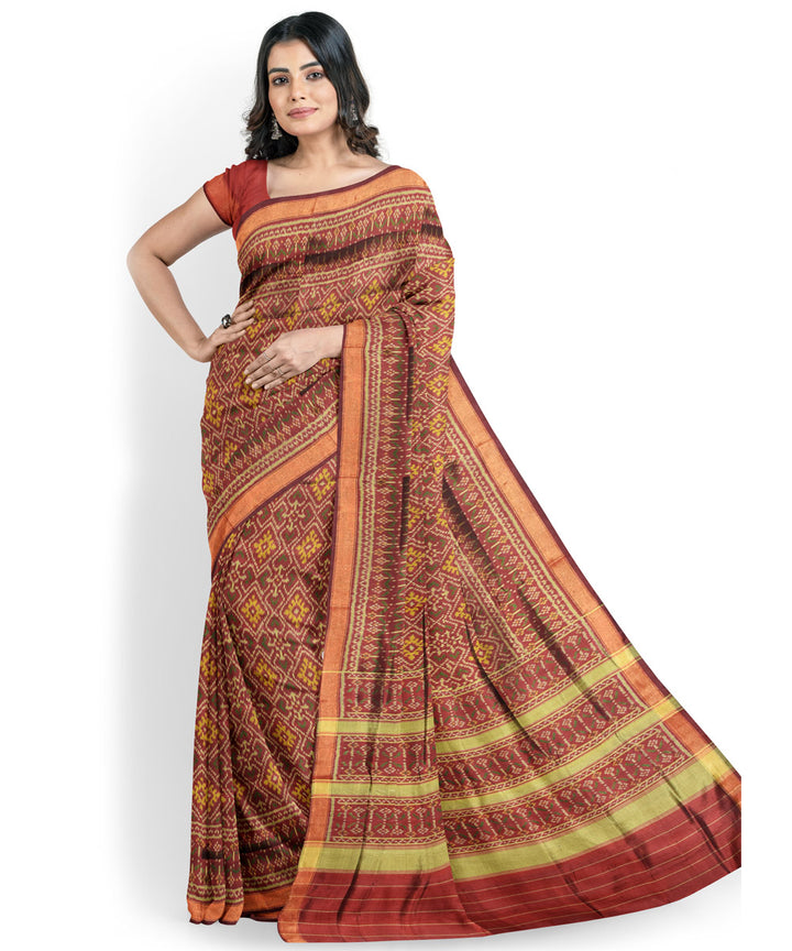 Maroon hand woven patola silk saree