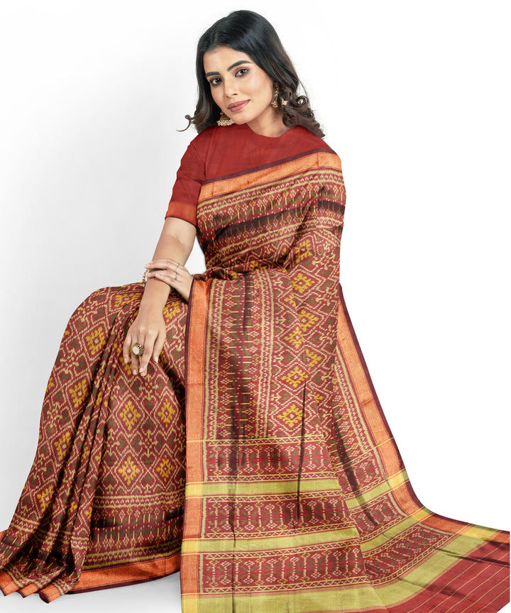 Maroon hand woven patola silk saree