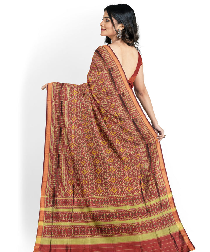 Maroon hand woven patola silk saree