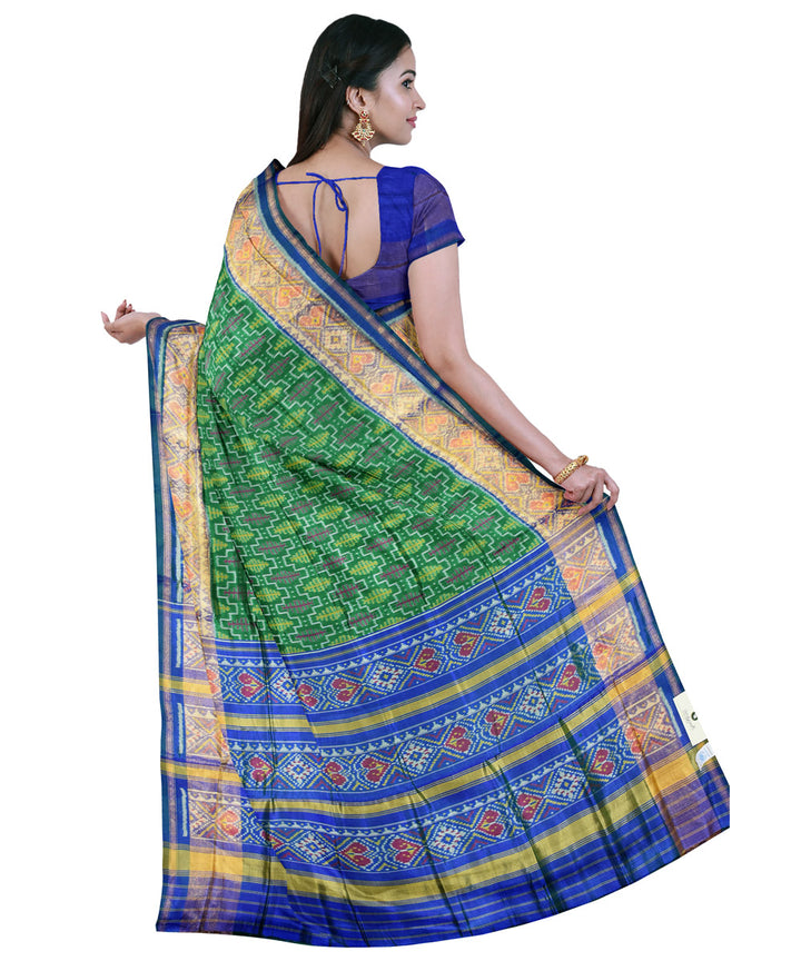 Dark green blue handwoven patola silk saree