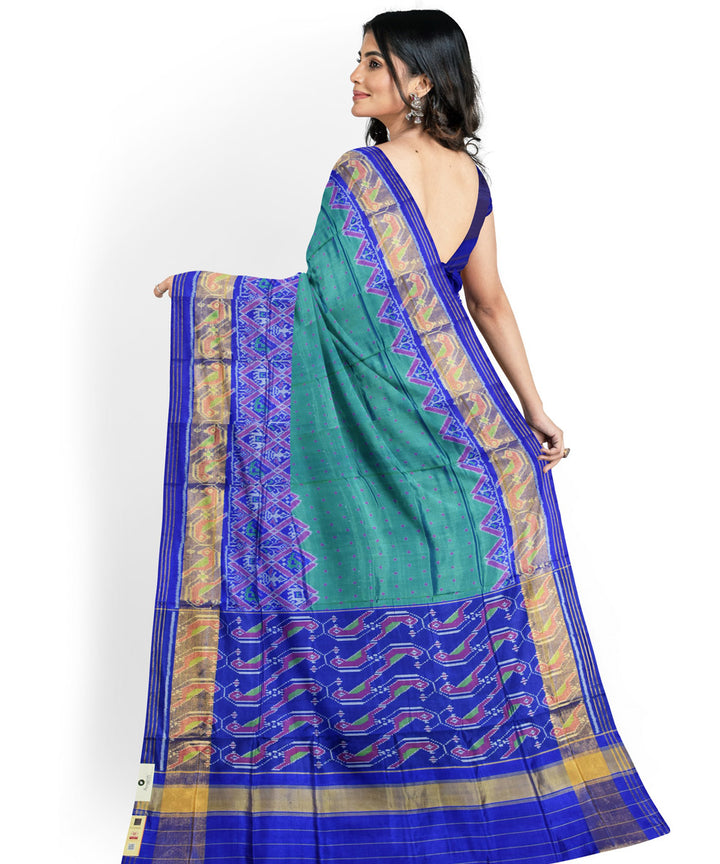 Teal green blue handwoven patola silk saree