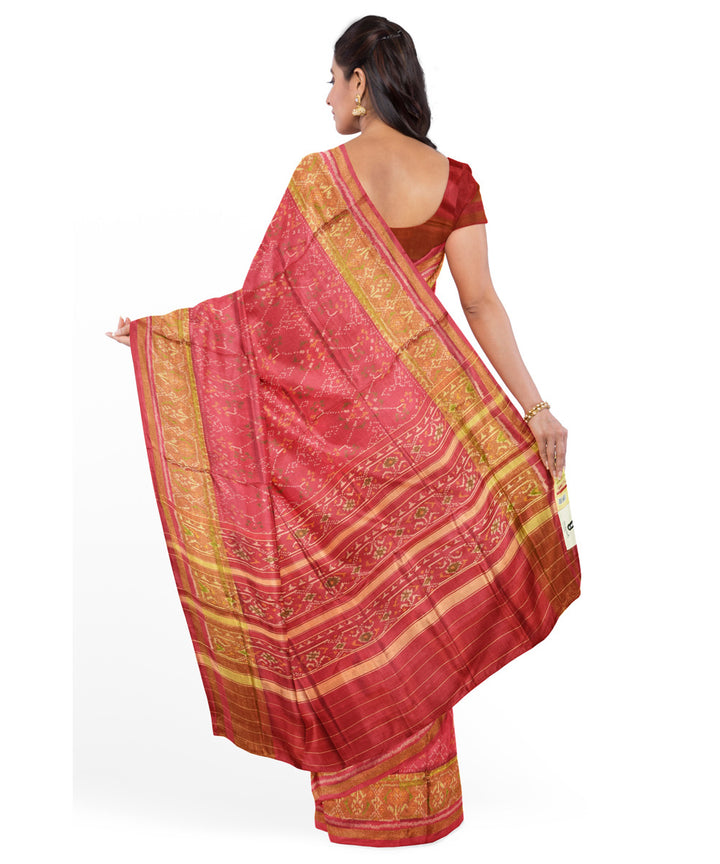 Peach handwoven patola silk saree