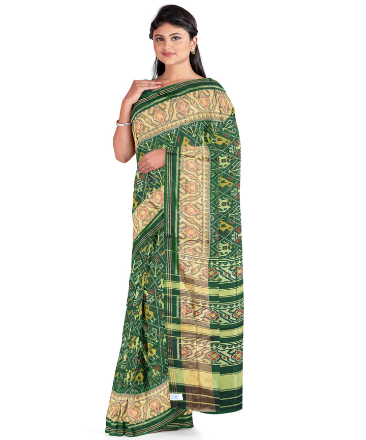 Dark green handwoven patola silk saree