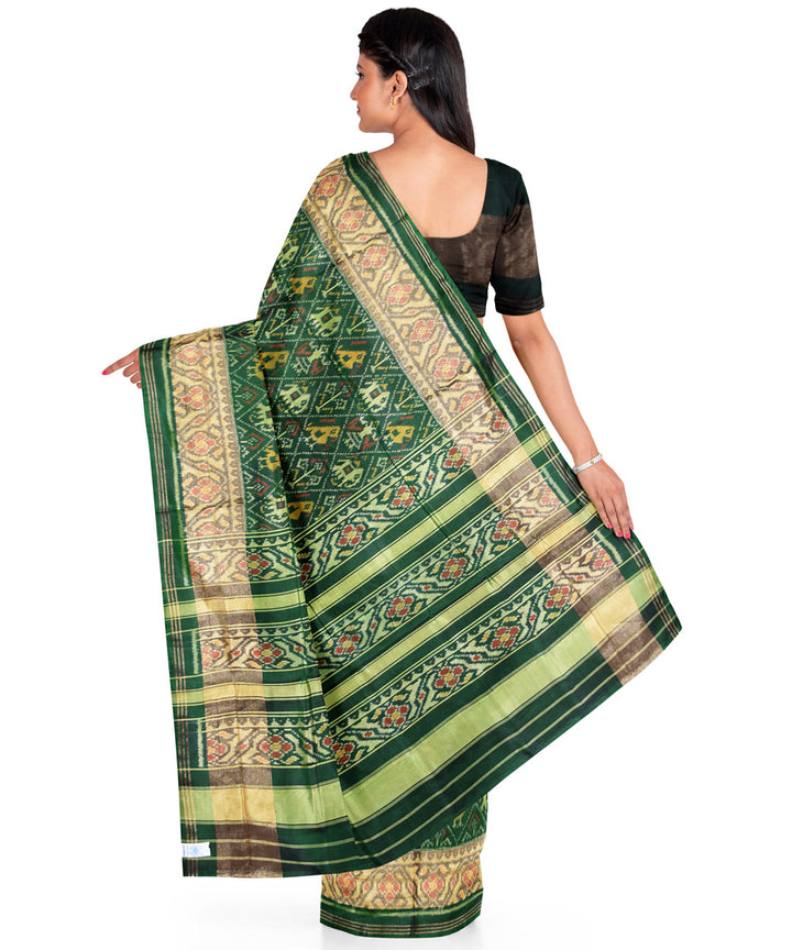 Dark green handwoven patola silk saree
