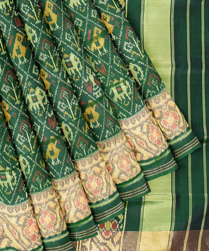Dark green handwoven patola silk saree