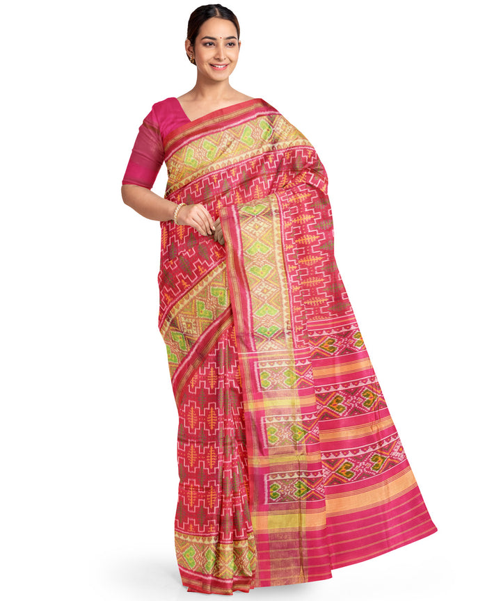 Light pink handwoven patola silk saree