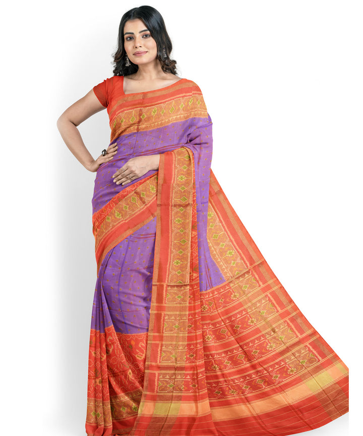 Blue orange handwoven patola silk saree