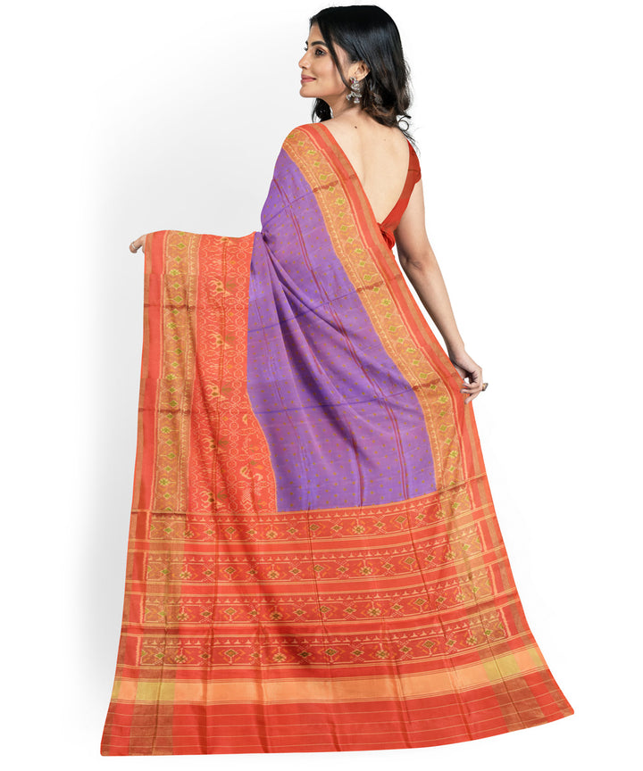 Blue orange handwoven patola silk saree