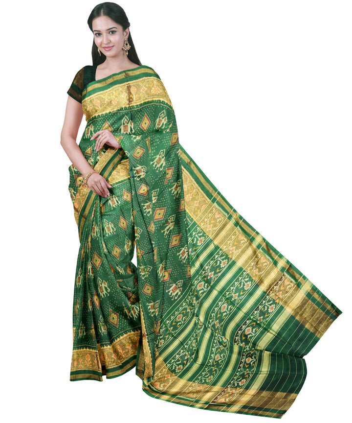 Forest green handwoven patola silk saree