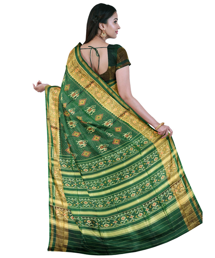 Forest green handwoven patola silk saree