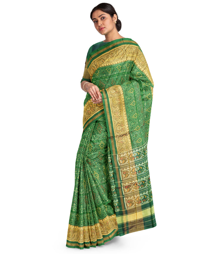 Forest green hand woven patola silk saree