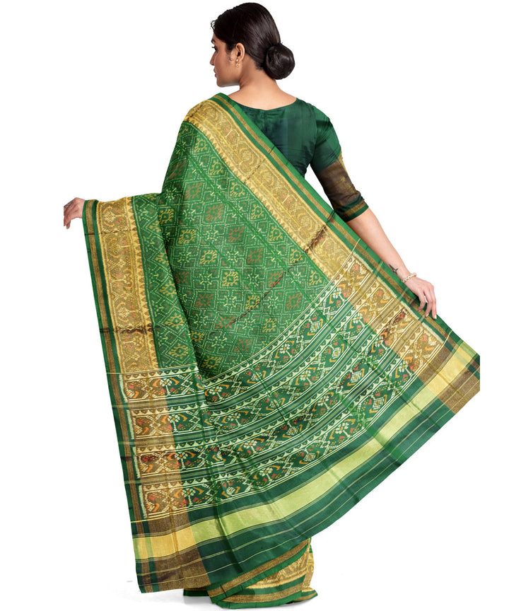 Forest green hand woven patola silk saree
