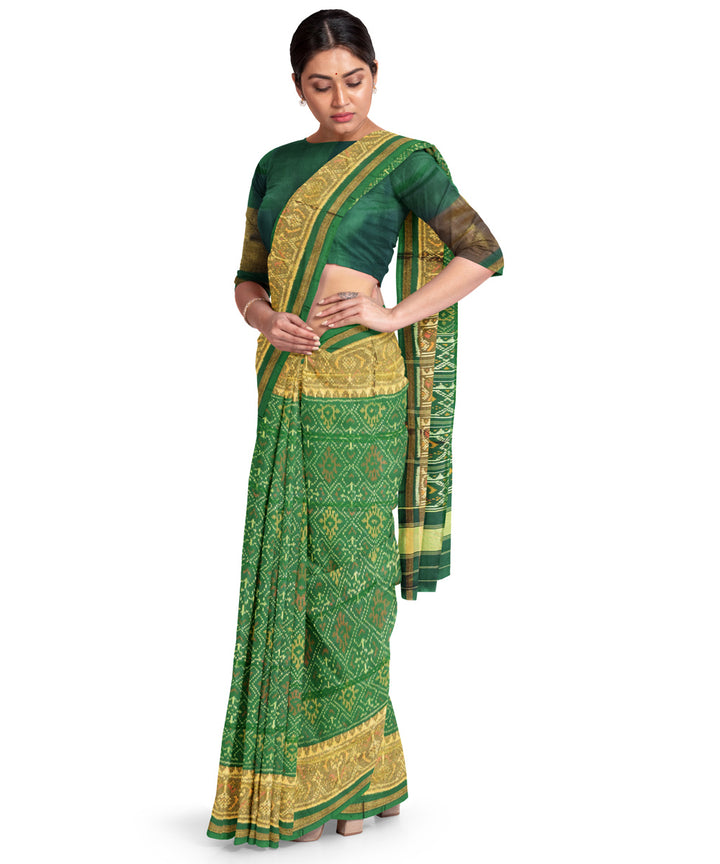 Forest green hand woven patola silk saree