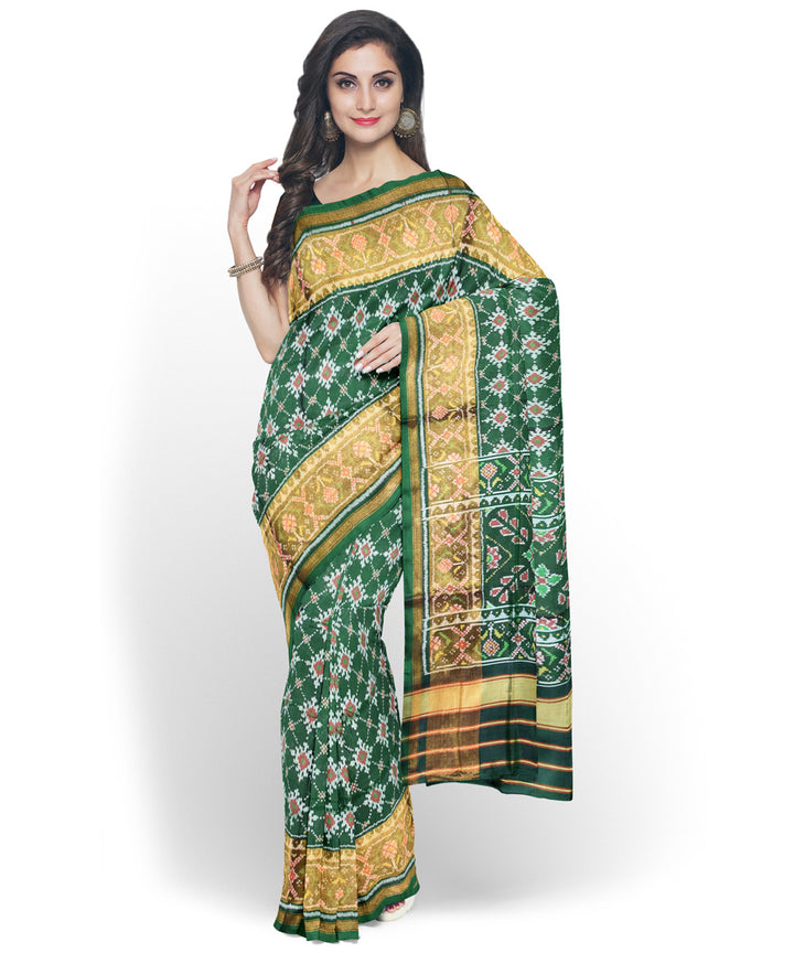 Moss green hand woven patola silk saree