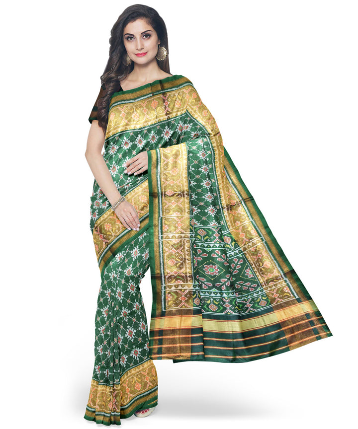 Moss green hand woven patola silk saree