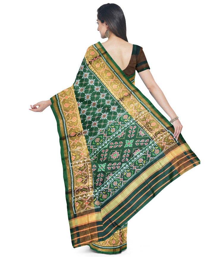 Moss green hand woven patola silk saree
