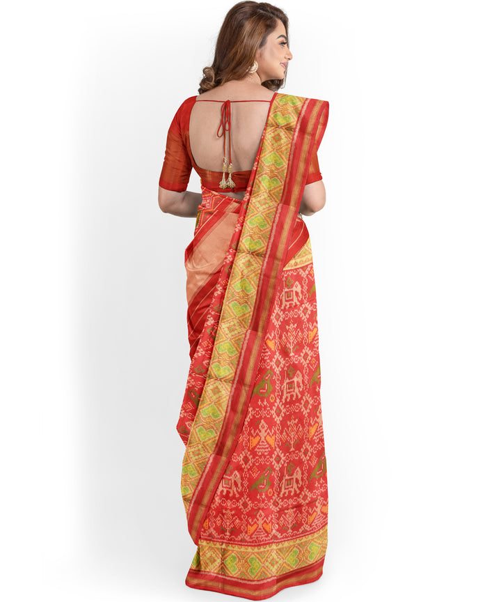 Brick red handwoven patola silk saree