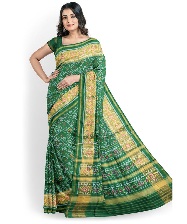 Dark green handloom patola silk saree