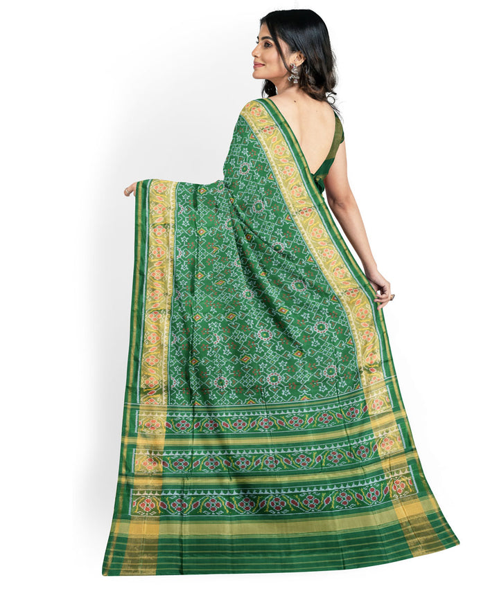 Dark green handloom patola silk saree