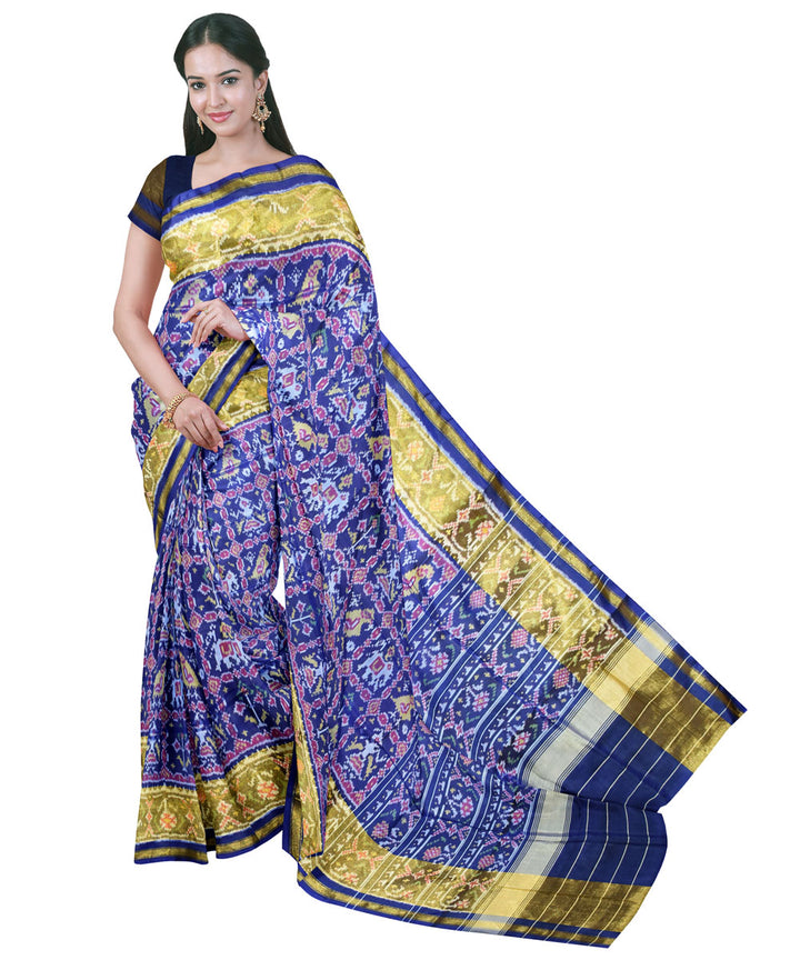 Navy blue handwoven patola silk saree