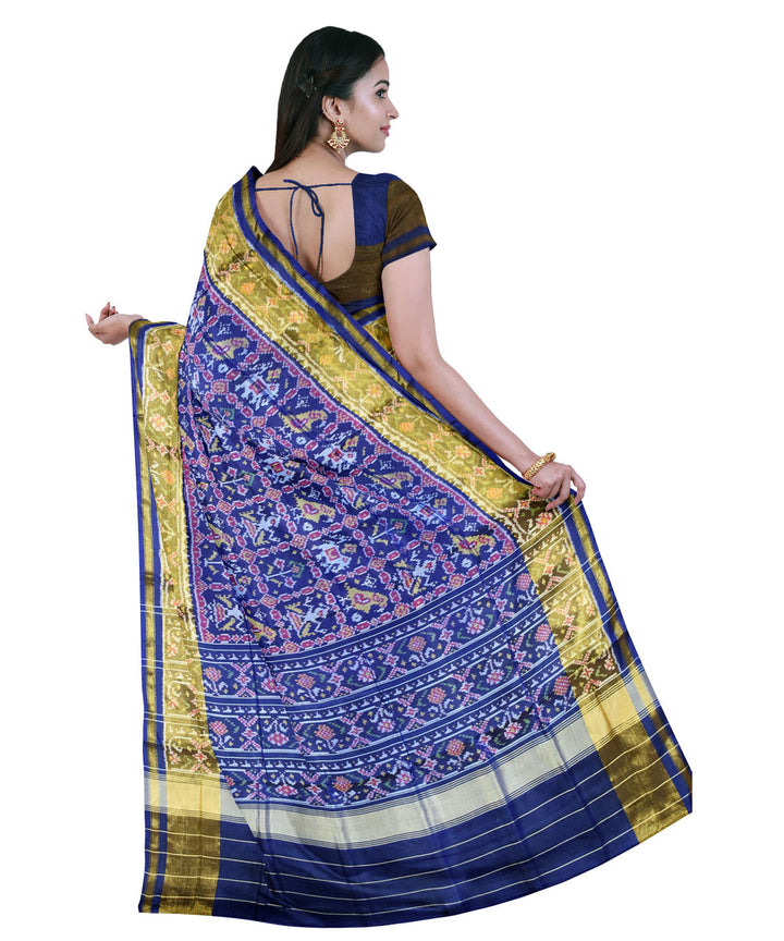 Navy blue handwoven patola silk saree