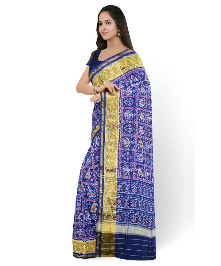 Navy blue handwoven patola silk saree