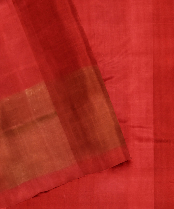 Brown red hand woven patola silk saree