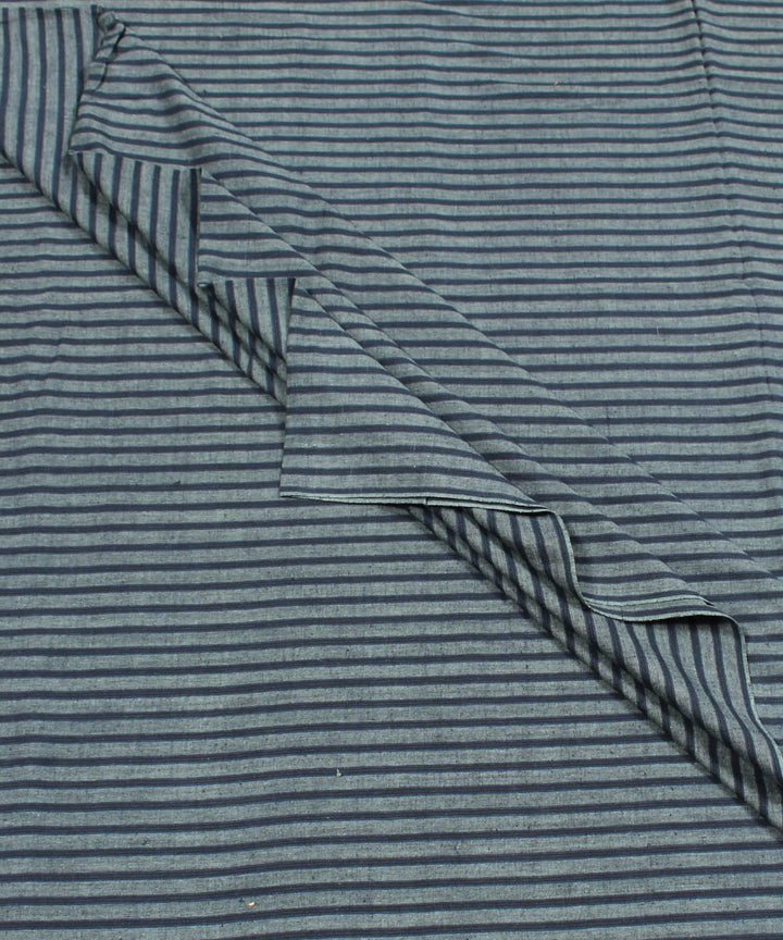 Grey black handwoven stripe cotton fabric