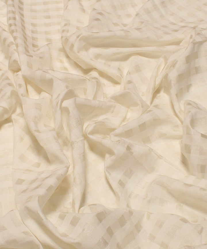 Cream handwoven checks cotton fabric