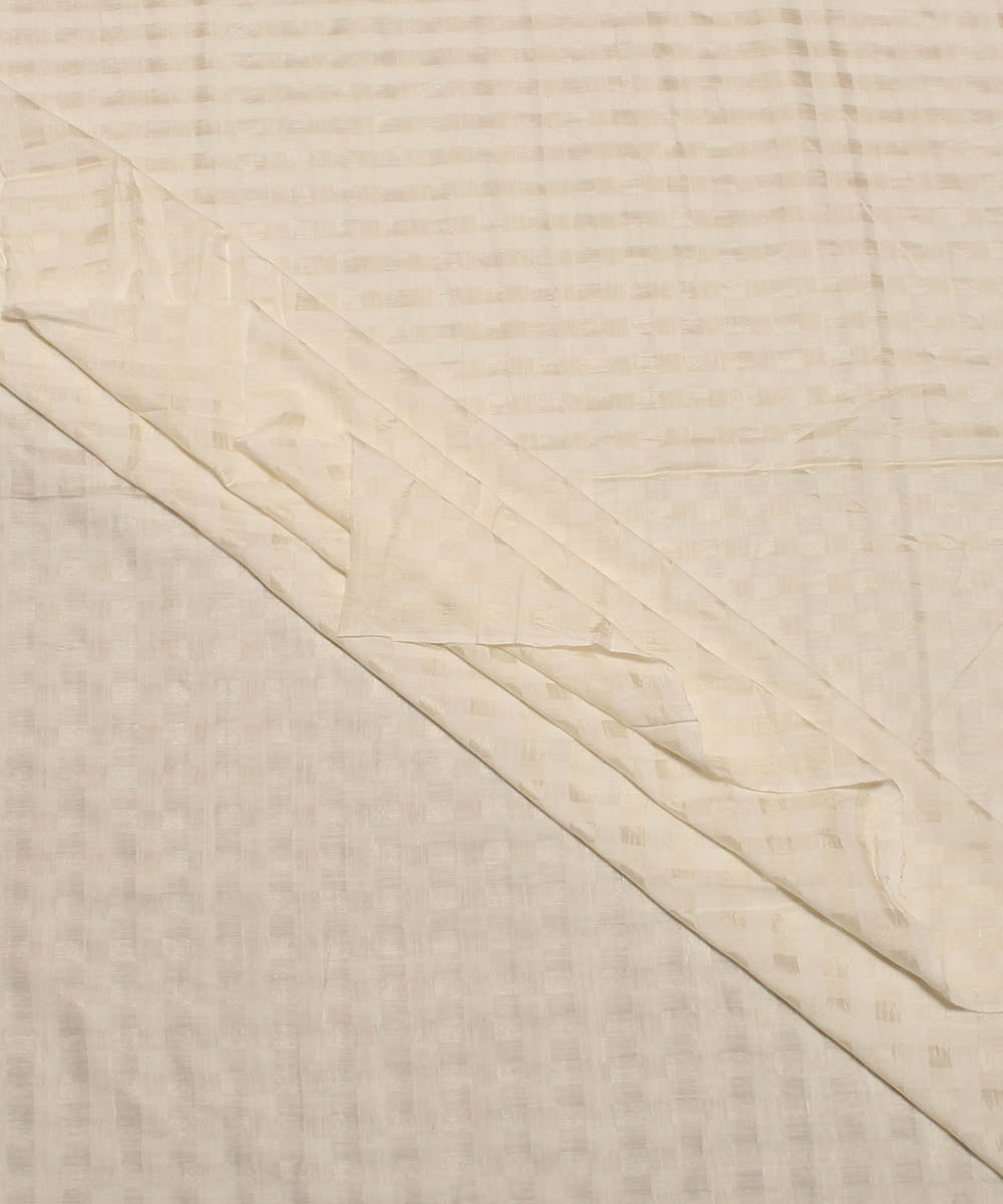 Cream handwoven checks cotton fabric