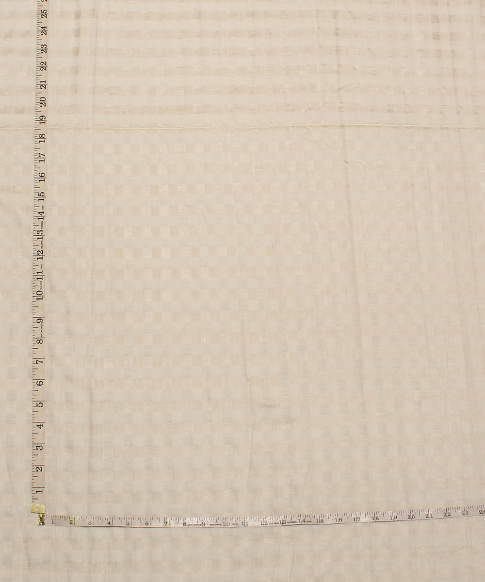 Cream handwoven checks cotton fabric