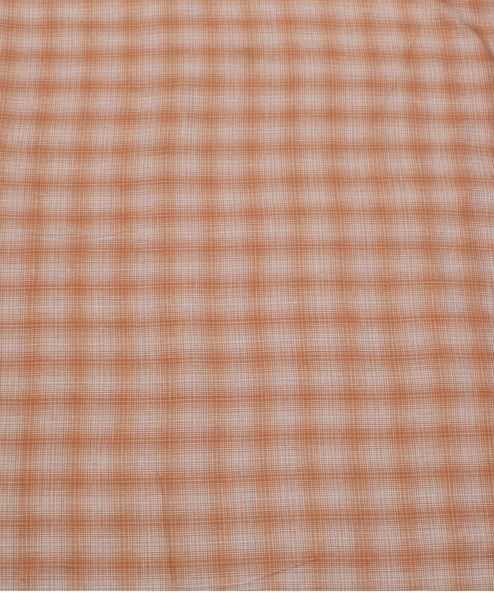 Orange white checks handwoven cotton kurta material