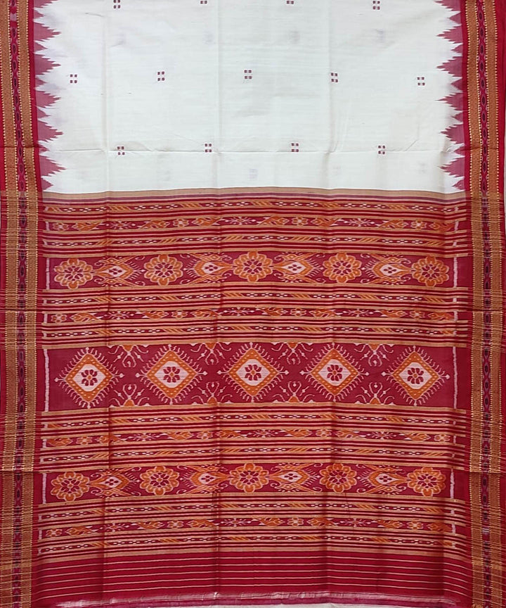 White red handwoven khandua silk saree