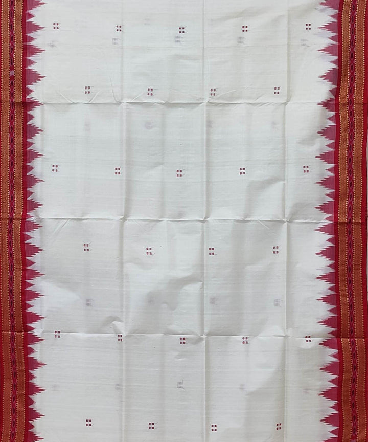 White red handwoven khandua silk saree