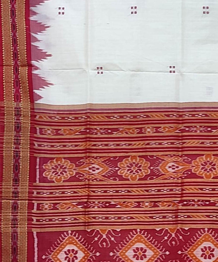 White red handwoven khandua silk saree