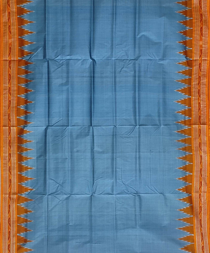 Sky blue orange handwoven khandua silk saree