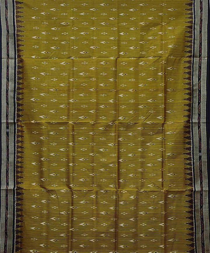 Mustard black handwoven khandua silk saree