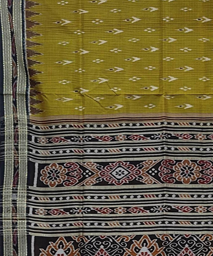 Mustard black handwoven khandua silk saree