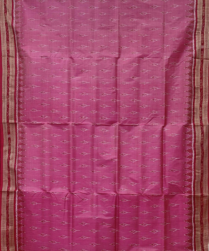 Pink maroon handwoven khandua silk saree