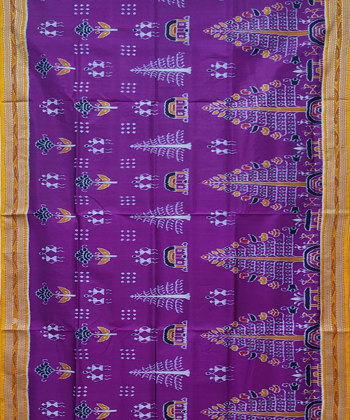 Violet yellow handwoven khandua silk saree