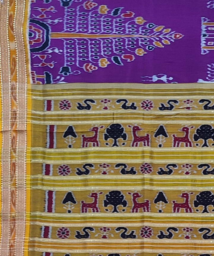 Violet yellow handwoven khandua silk saree