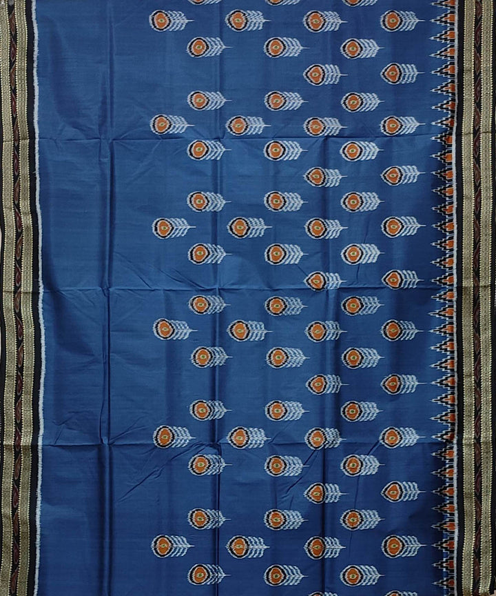 Indigo blue black handwoven khandua silk saree
