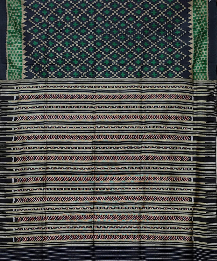 Dark green black handloom khandua silk saree