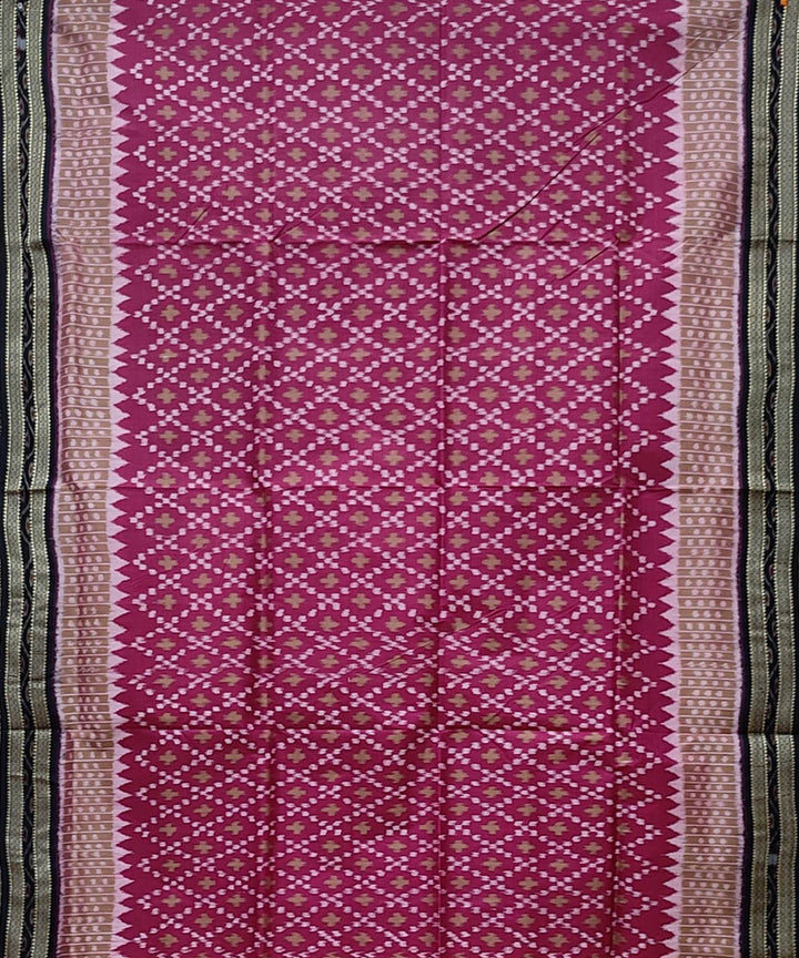Pink black hand woven khandua silk saree