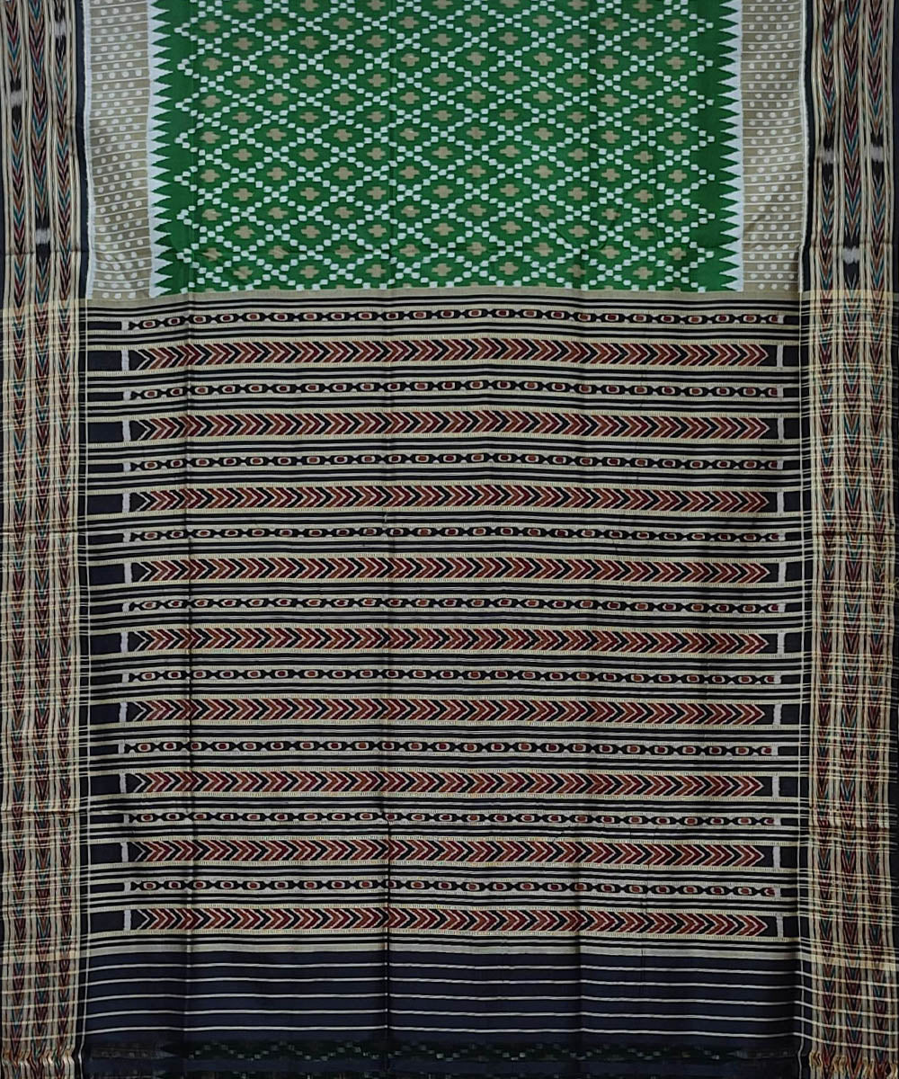 Light green black handloom khandua silk saree