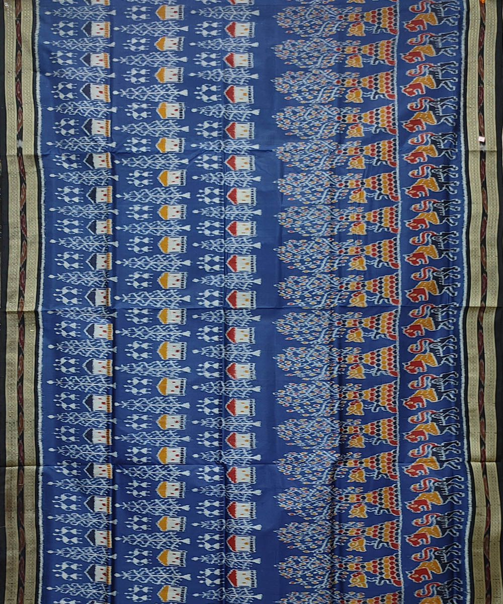 Indigo black handwoven khandua silk saree