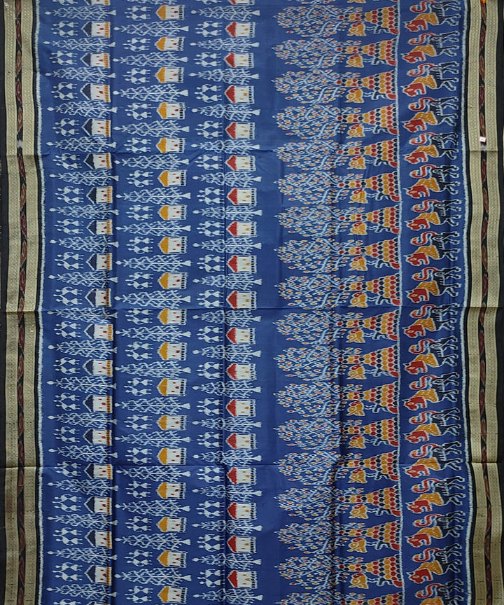 Indigo black handwoven khandua silk saree